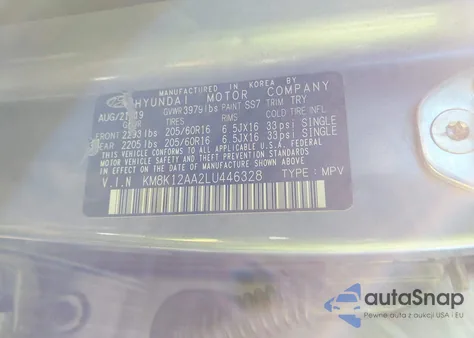 2020 Hyundai Kona Se из США, поврежденный, VIN KM8K12AA2LU446328